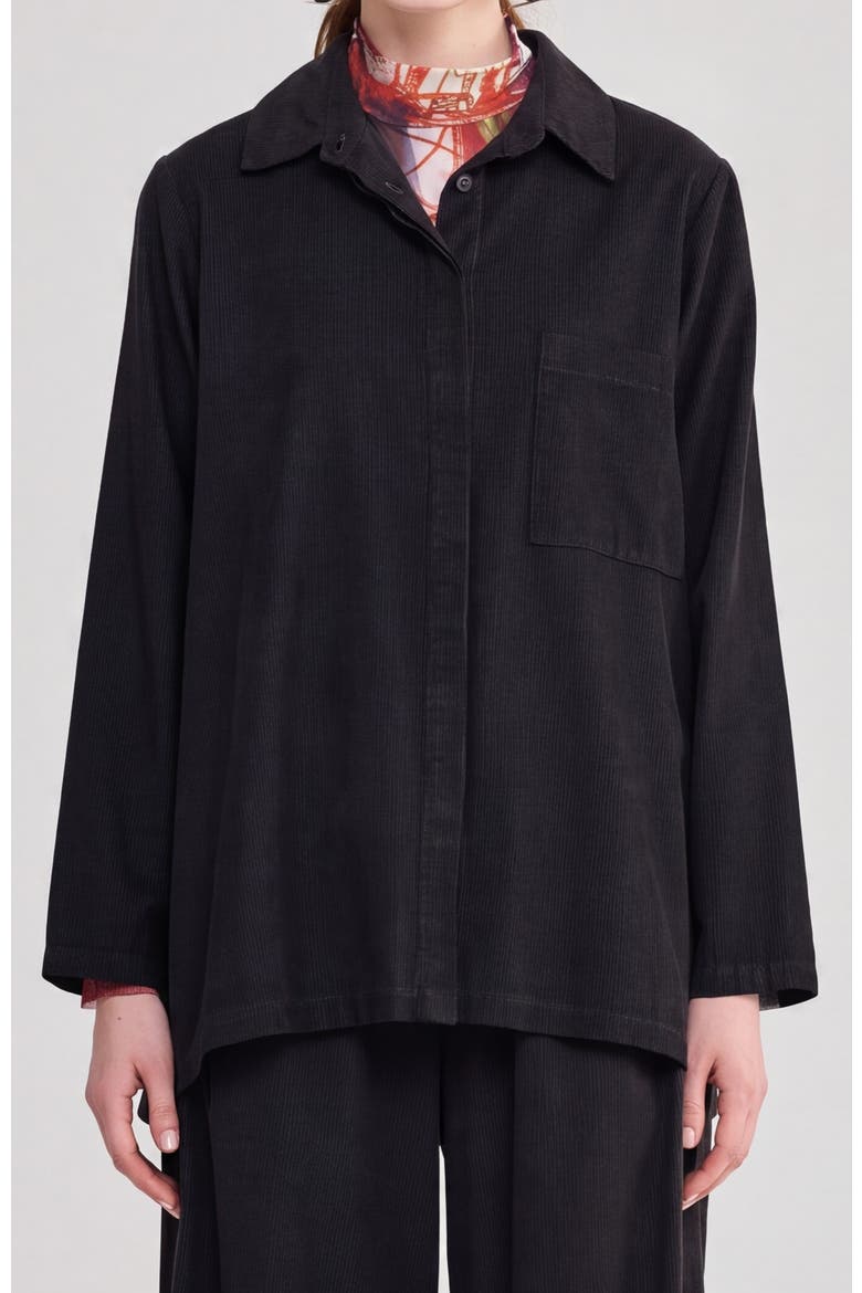 Adele Velvet Button Shirt, Main, color, Black