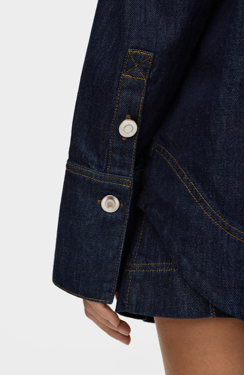 Aligne Fog Stud Detail Organic Cotton Denim Jacket In Blue