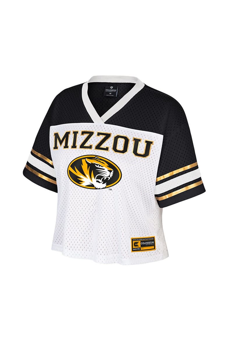 Women's Colosseum  White Missouri Tigers Treasure Cropped Football Jersey, Alternate, color, White
