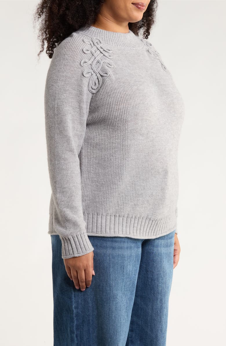 Wit & Wisdom Soutache Mock Neck Sweater, Alternate, color, Heather Grey
