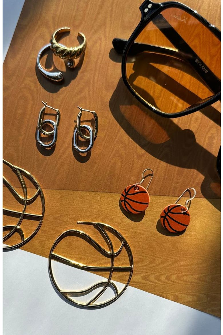 Mini Slam Dunk Basketball Earrings, Alternate, color, Orange