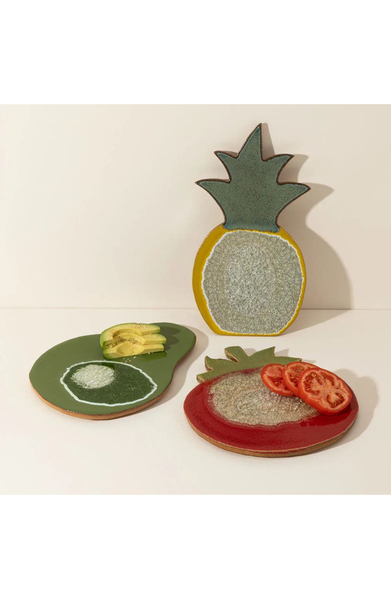 Uncommon Goods Fruitful Trivet & Server by Dock 6 Pottery, Alternate, color, Avocado Green