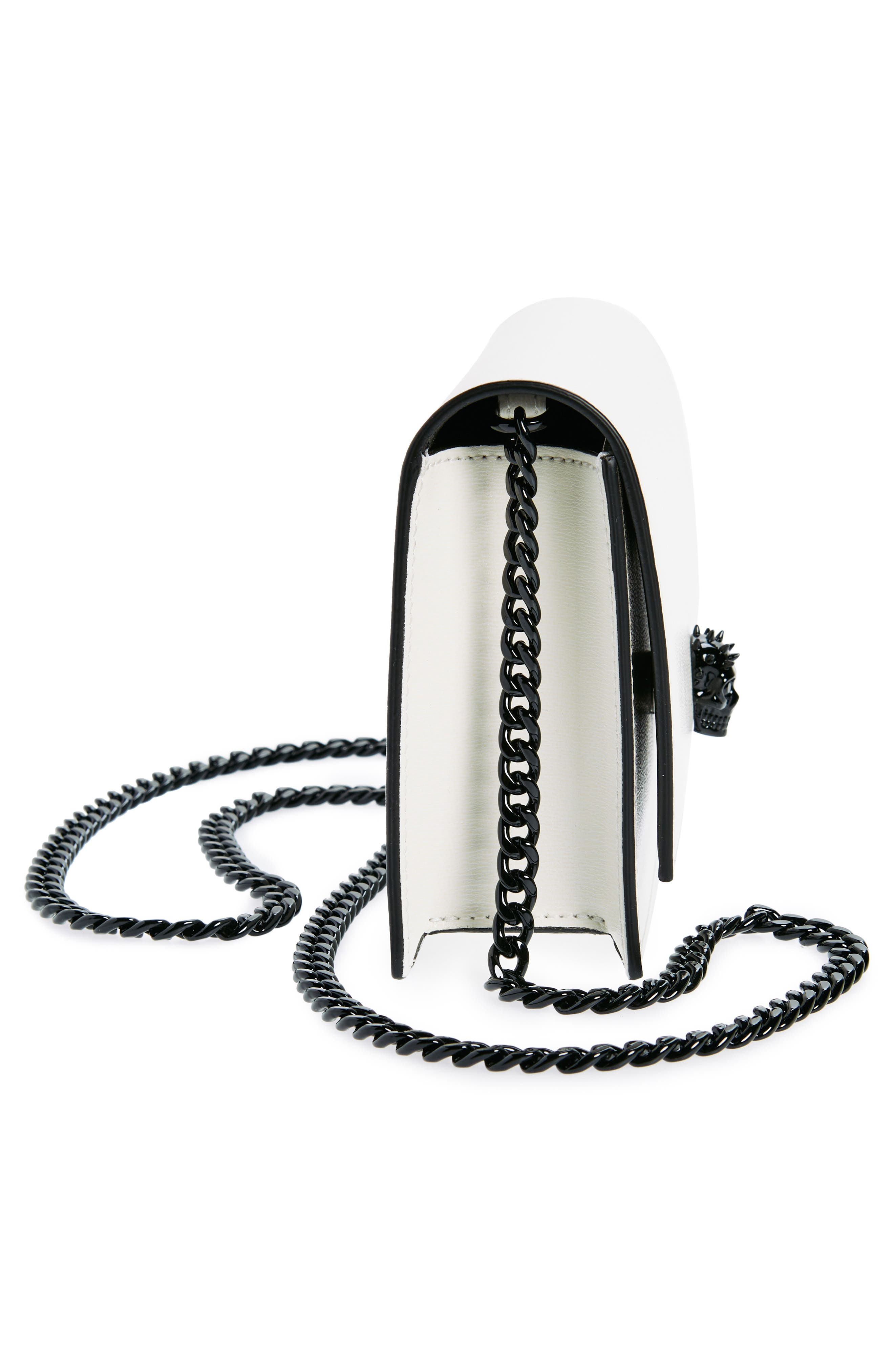 McQueen Small Skull Leather Crossbody Bag, Alternate, color, 