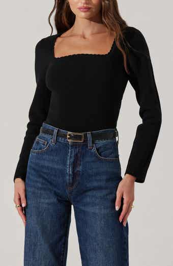 ASTR the Label Scallop Trim Rib Top