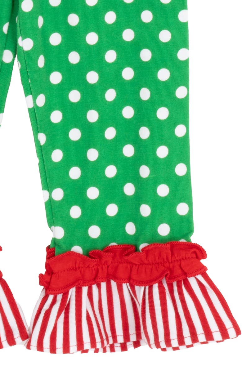 Rare Editions Christmas Tree Appliqué Top & Leggings Set, Alternate, color, Red