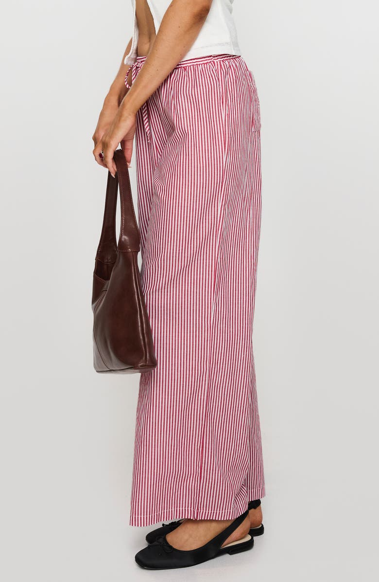 Princess Polly Holiday Tie Waist Wide Leg Pants, Alternate, color, Red / White Stripe
