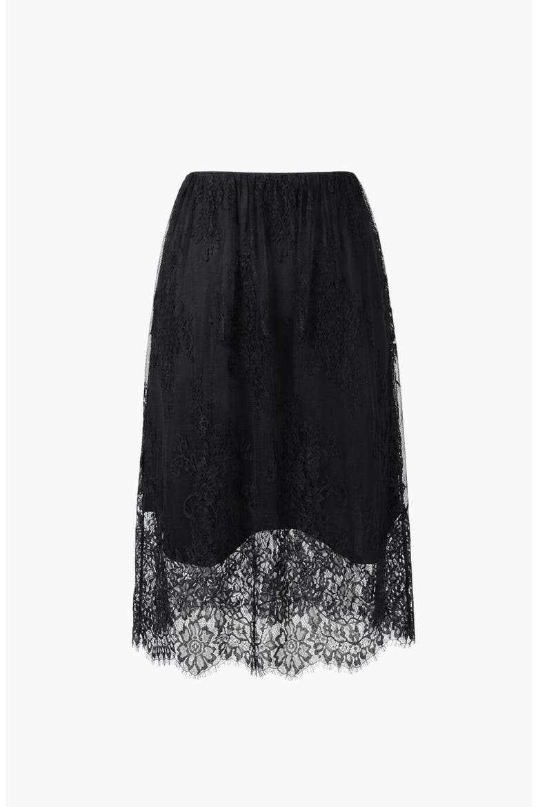Layered Lace Sheer Hem Midi Skirt, Alternate, color, Black