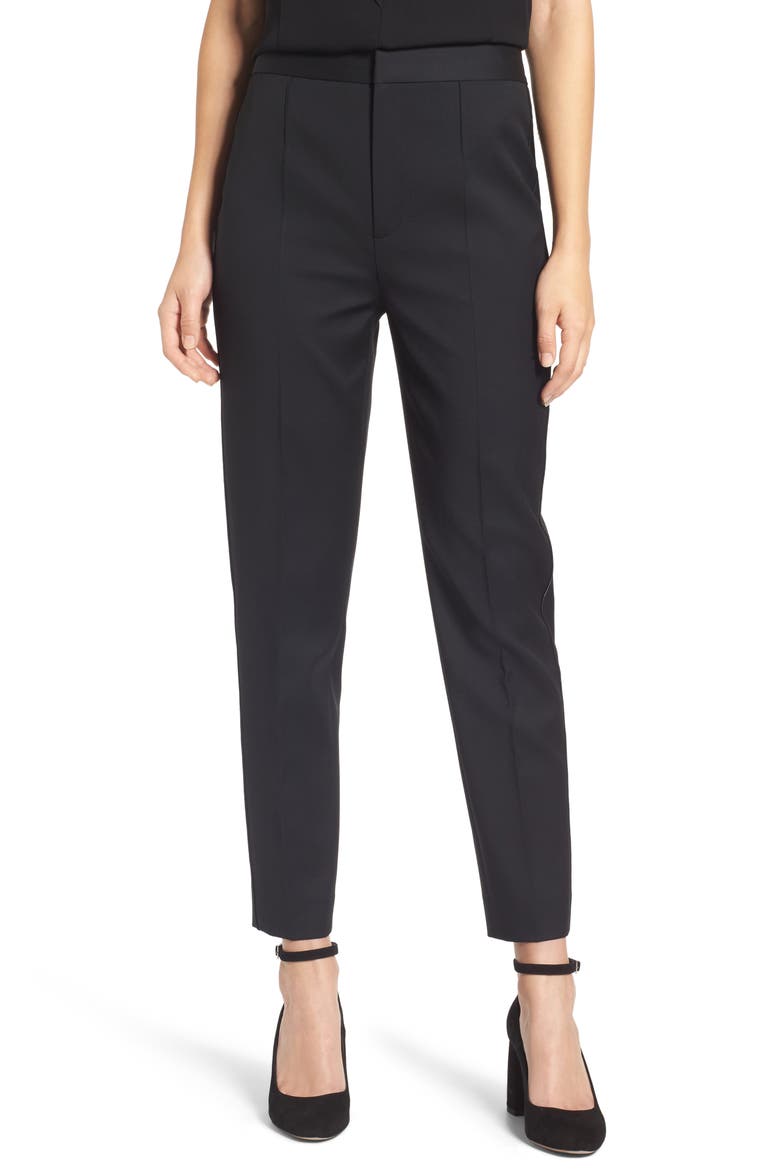 Tuxedo Detail Suit Trousers, Main, color, BLACK