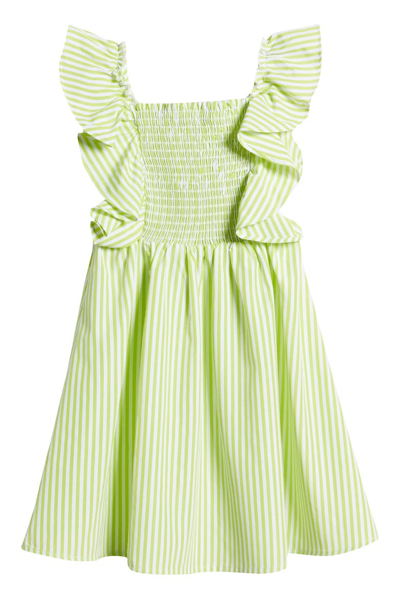 Kids' Smocked Striped Dress, Alternate, color, LIME
