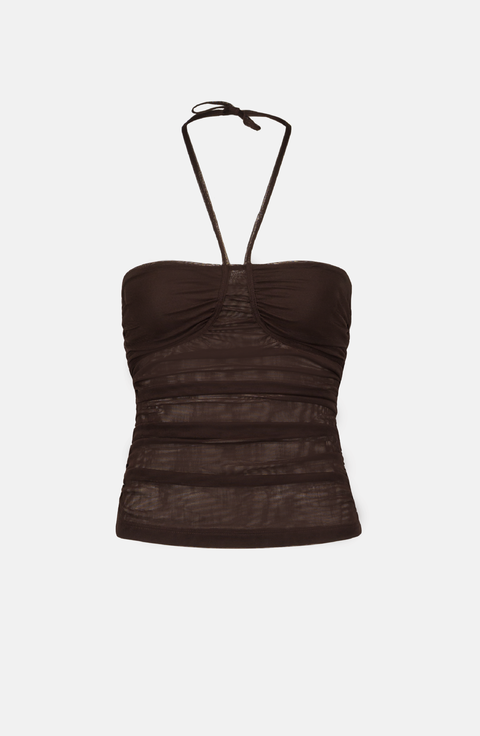 Elva Sheer Mesh Halterneck Top