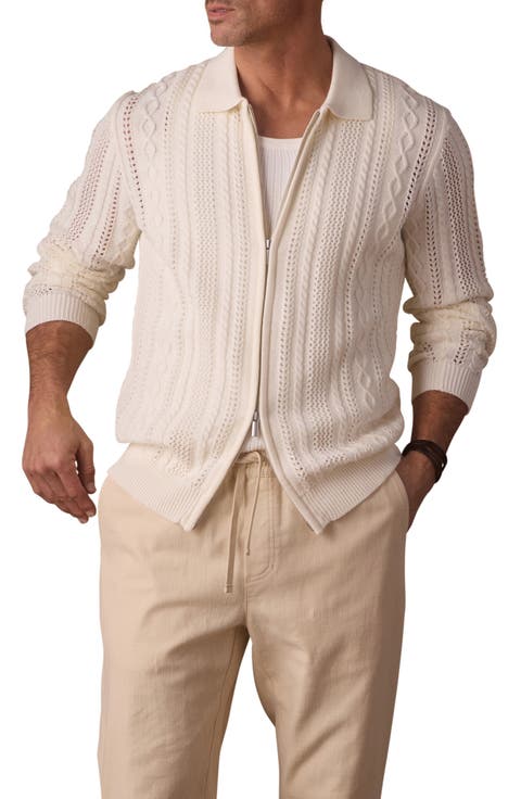 Cable Stitch Zip Front Cardigan
