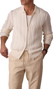 The Normal Brand Cable Stitch Zip Front Cardigan