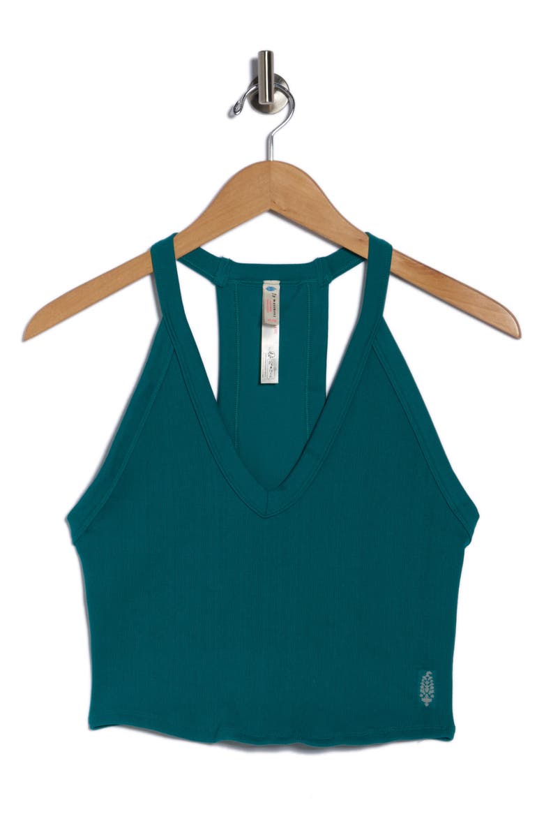 Free People FP Movement All Clear Crop Racerback Tank, Main, color, Turquoise