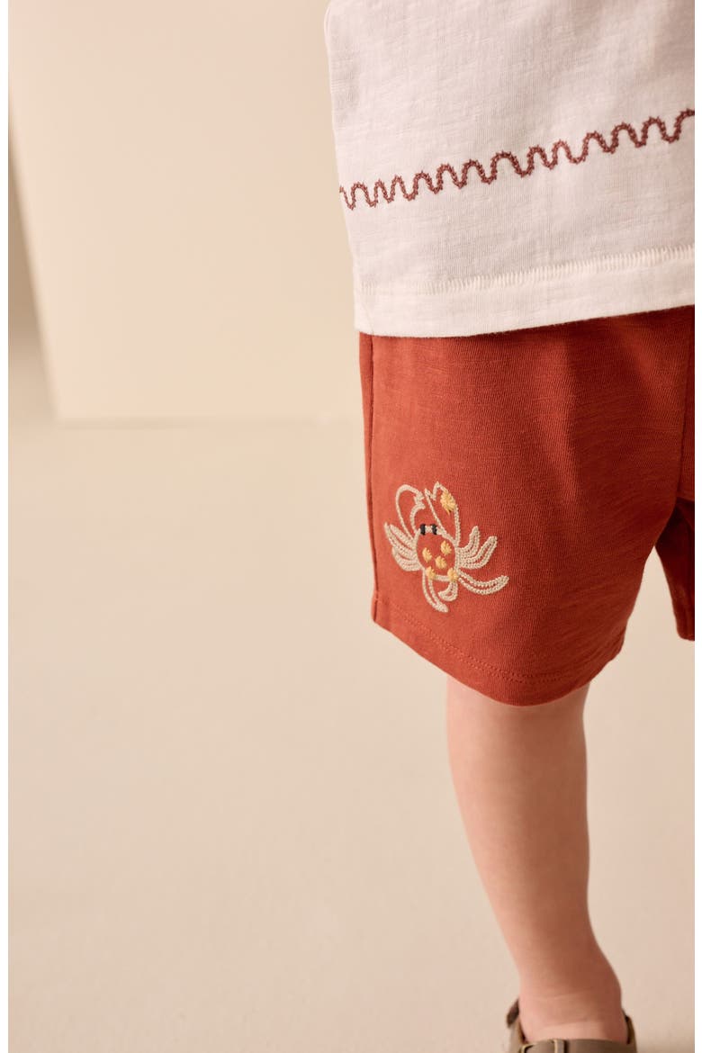 Kids' Embroidered T-Shirt & Shorts Set, Alternate, color, NEUTRAL