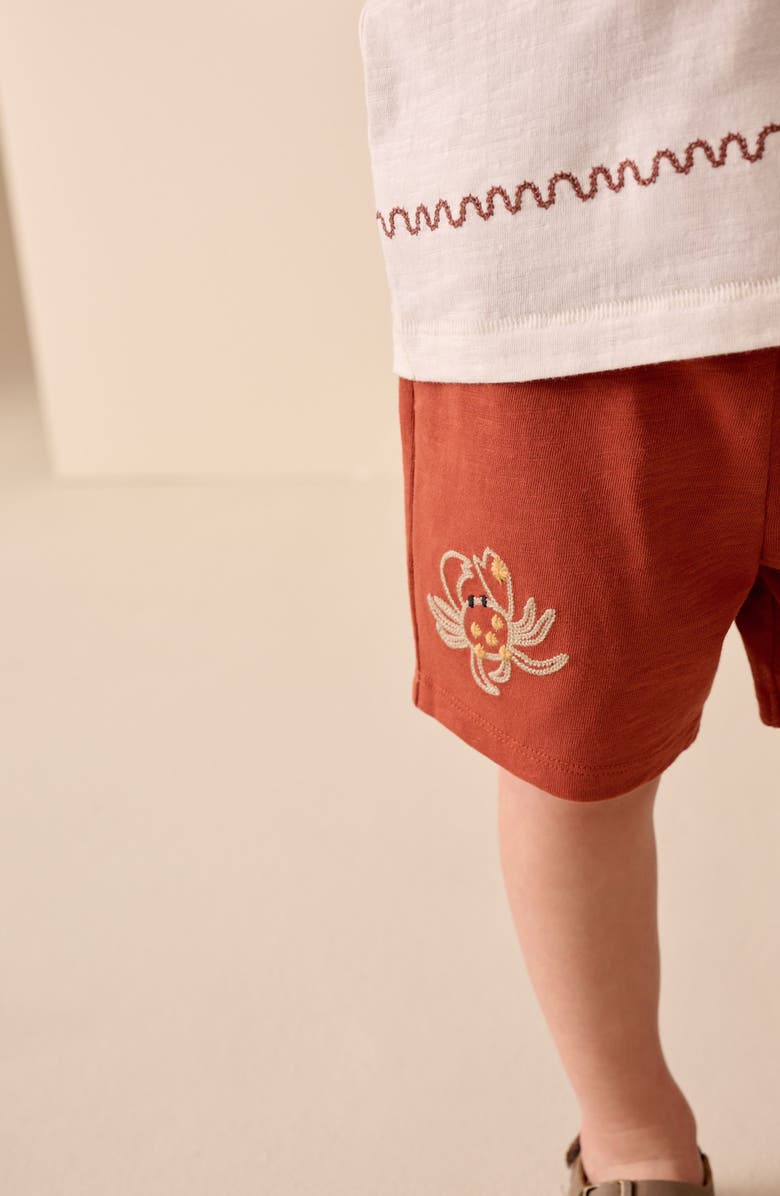 NEXT Kids' Embroidered T-Shirt & Shorts Set, Alternate, color, Neutral