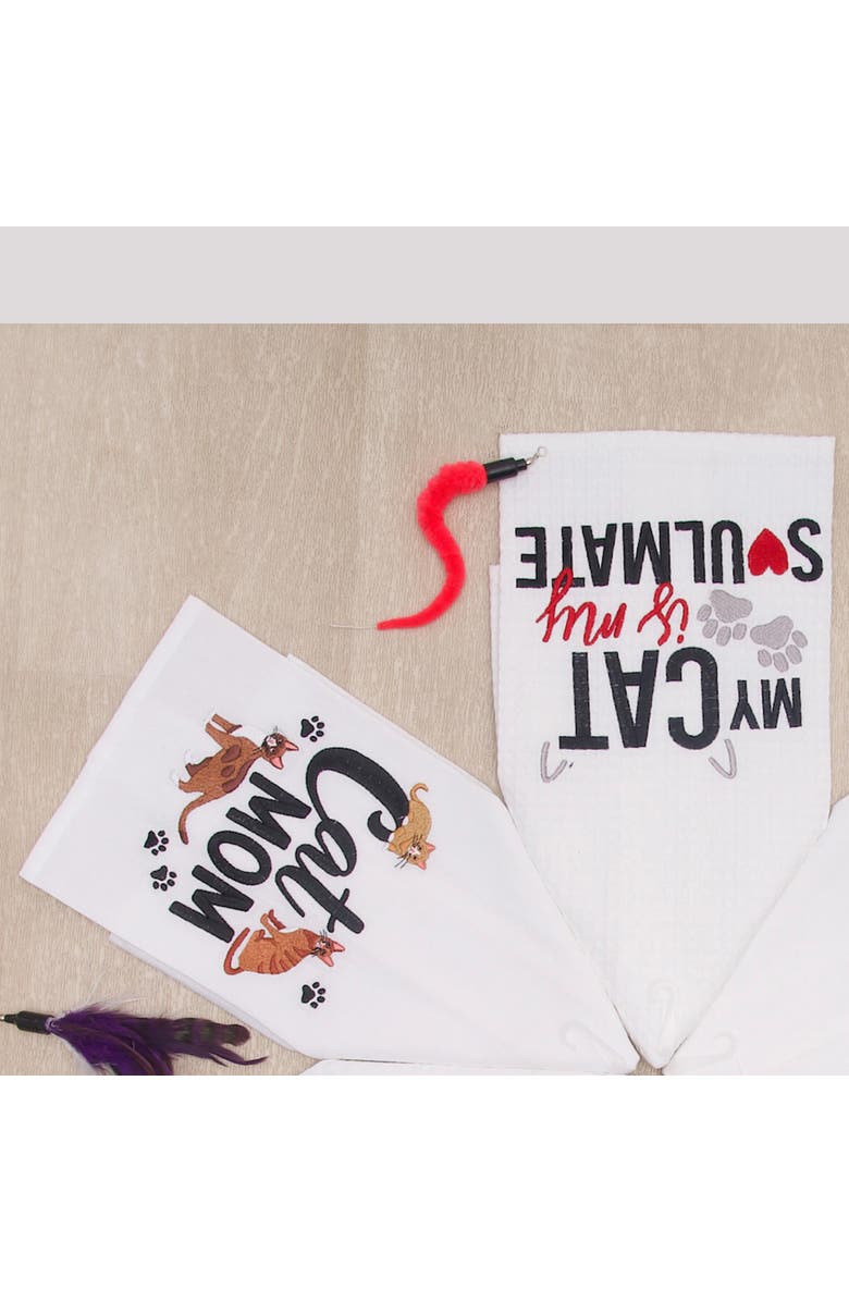 C&F Home Cat is My Soulmate Kitchen and Bathroom Embroidered Waffle Hand Towel, Alternate, color, Black