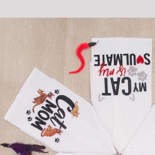 C & F Home C&f Home Cat Is My Soulmate Kitchen And Bathroom Embroidered Waffle Hand Towel In Black