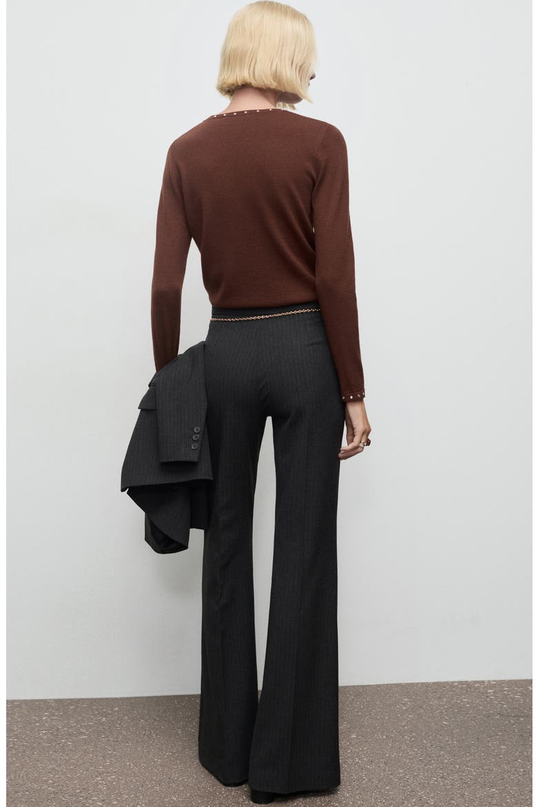 Studded Knit Sweater, Alternate, color, BROWN