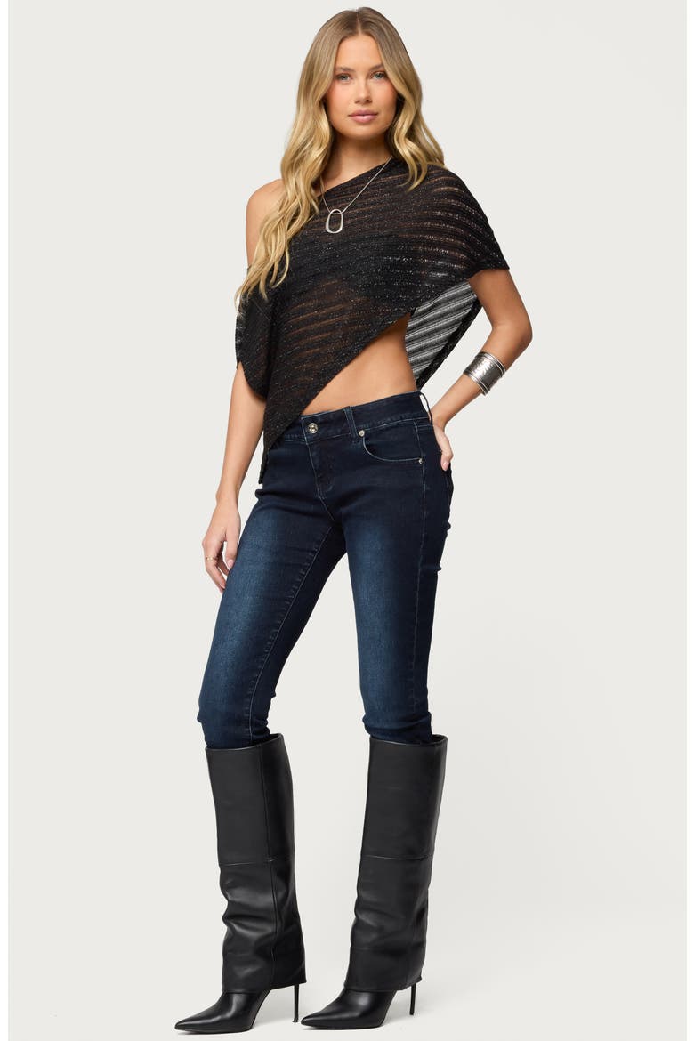 Loma Metallic Asymmetric One-Shoulder Top, Alternate, color, BLACK