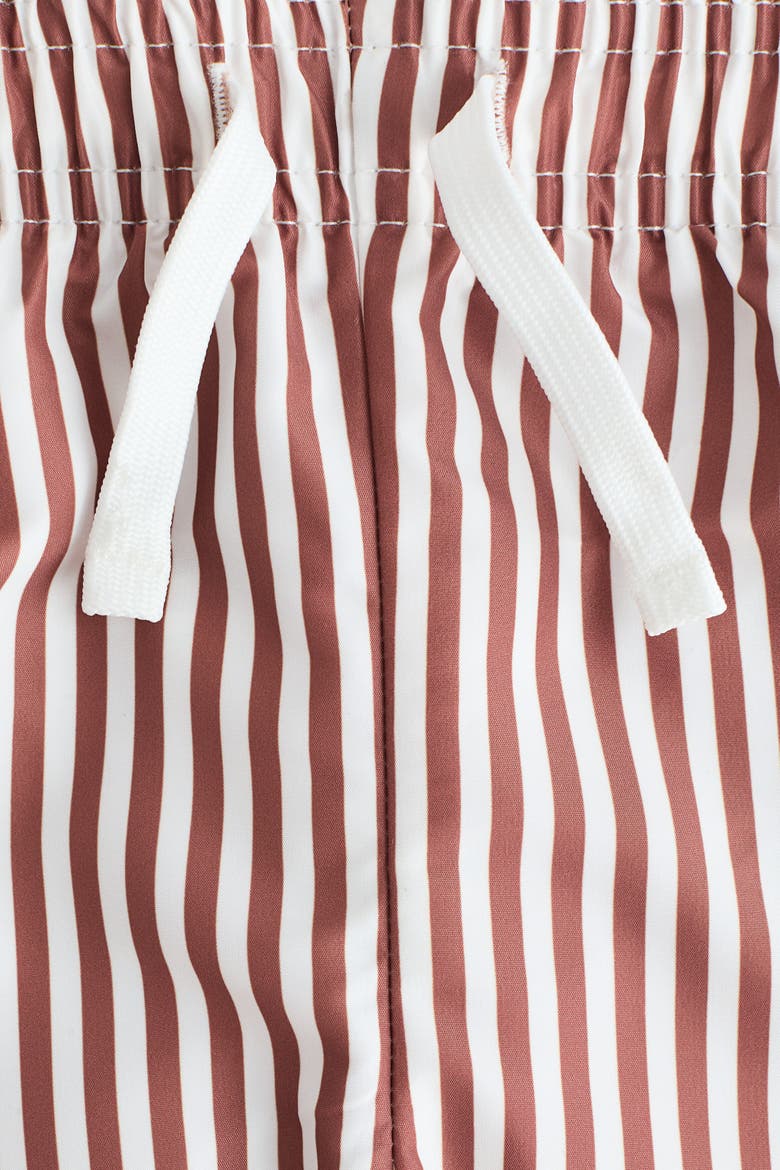 Patterned Swim Shorts, Alternate, color, White/brown striped