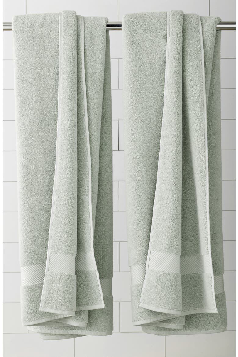 Organic Hydrocotton Set of 2 Bath Sheets, Alternate, color, GREEN MIRROR