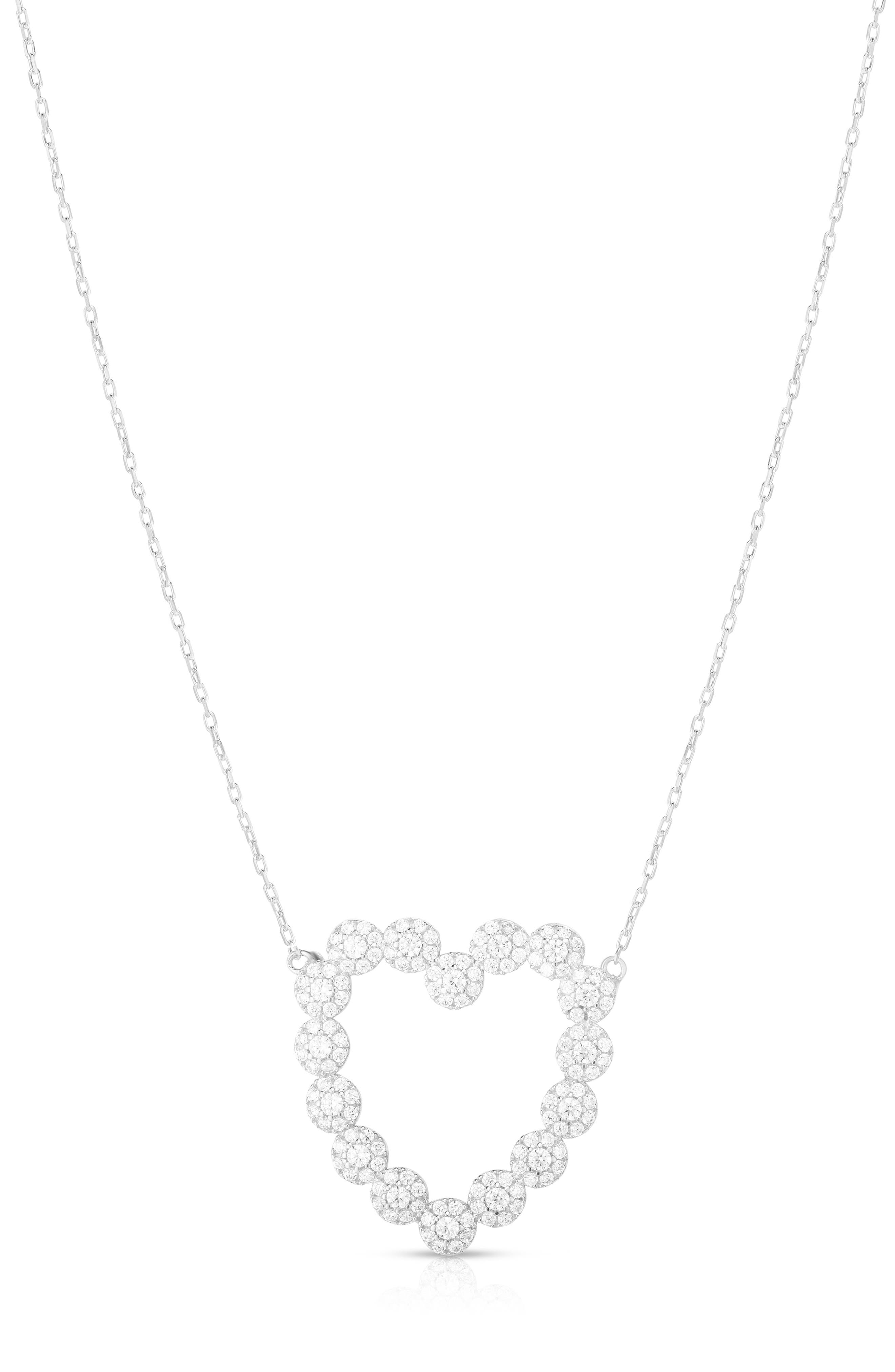 SPHERA MILANO Pavé Cubic Zirconia Open Heart Pendant Necklace