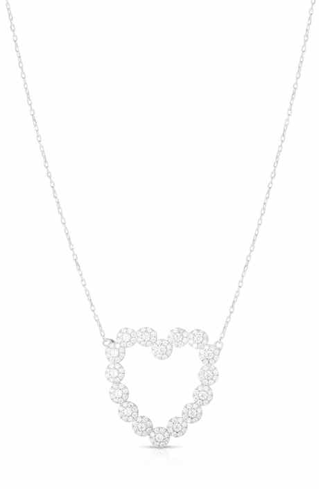 SPHERA MILANO Pavé Cubic Zirconia Open Heart Pendant Necklace