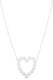 SPHERA MILANO Pavé Cubic Zirconia Open Heart Pendant Necklace