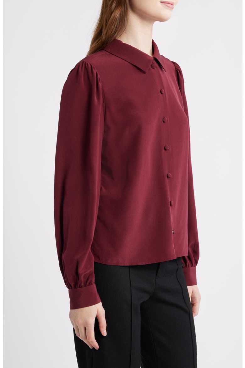 Staple Silk Button-Up Shirt, Alternate, color, PINOT