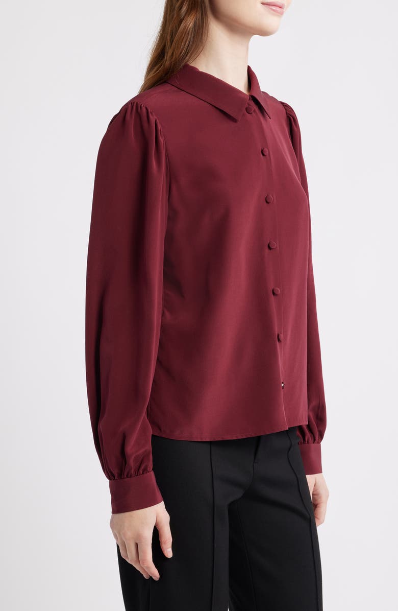 FRAME Staple Silk Button-Up Shirt, Alternate, color, Pinot