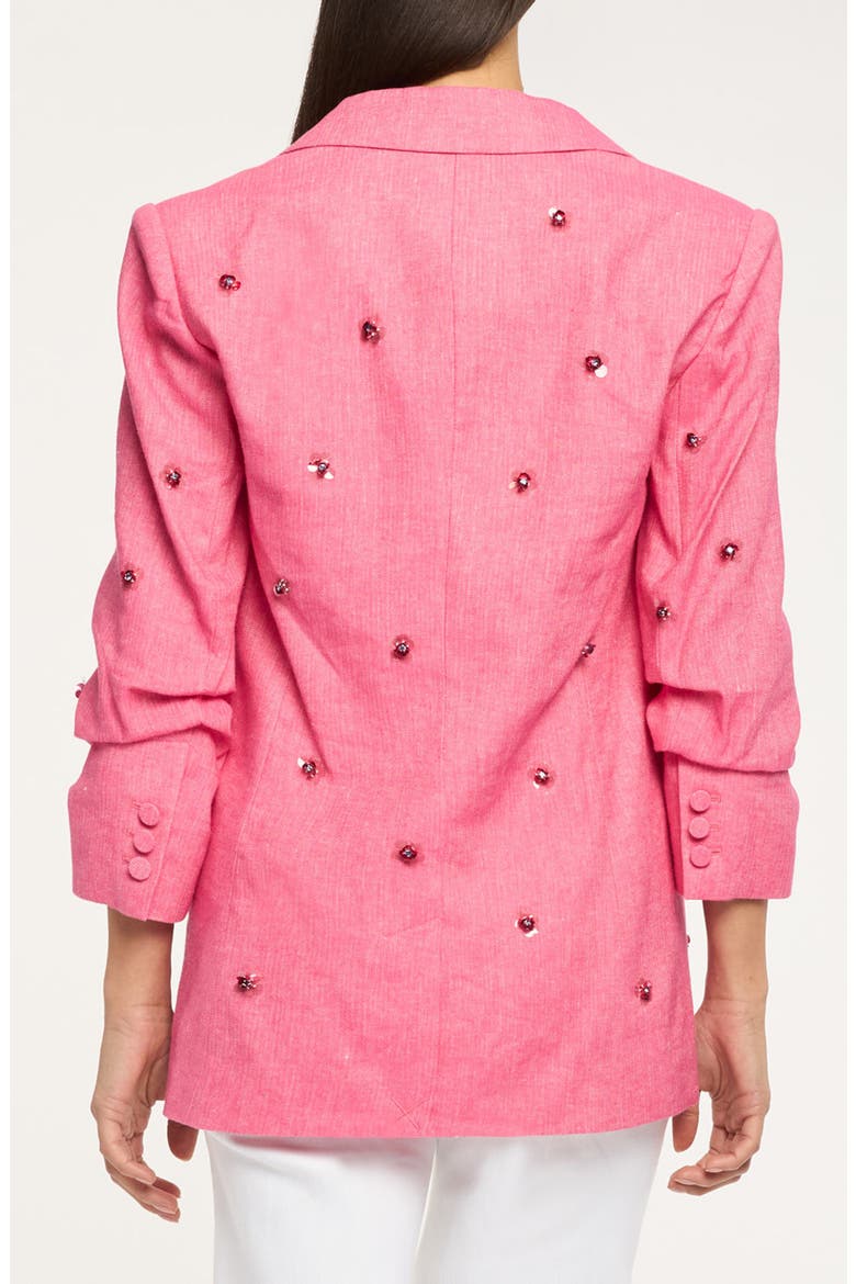 Kylie Embellished Linen & Cotton Blazer, Alternate, color, AZALEA