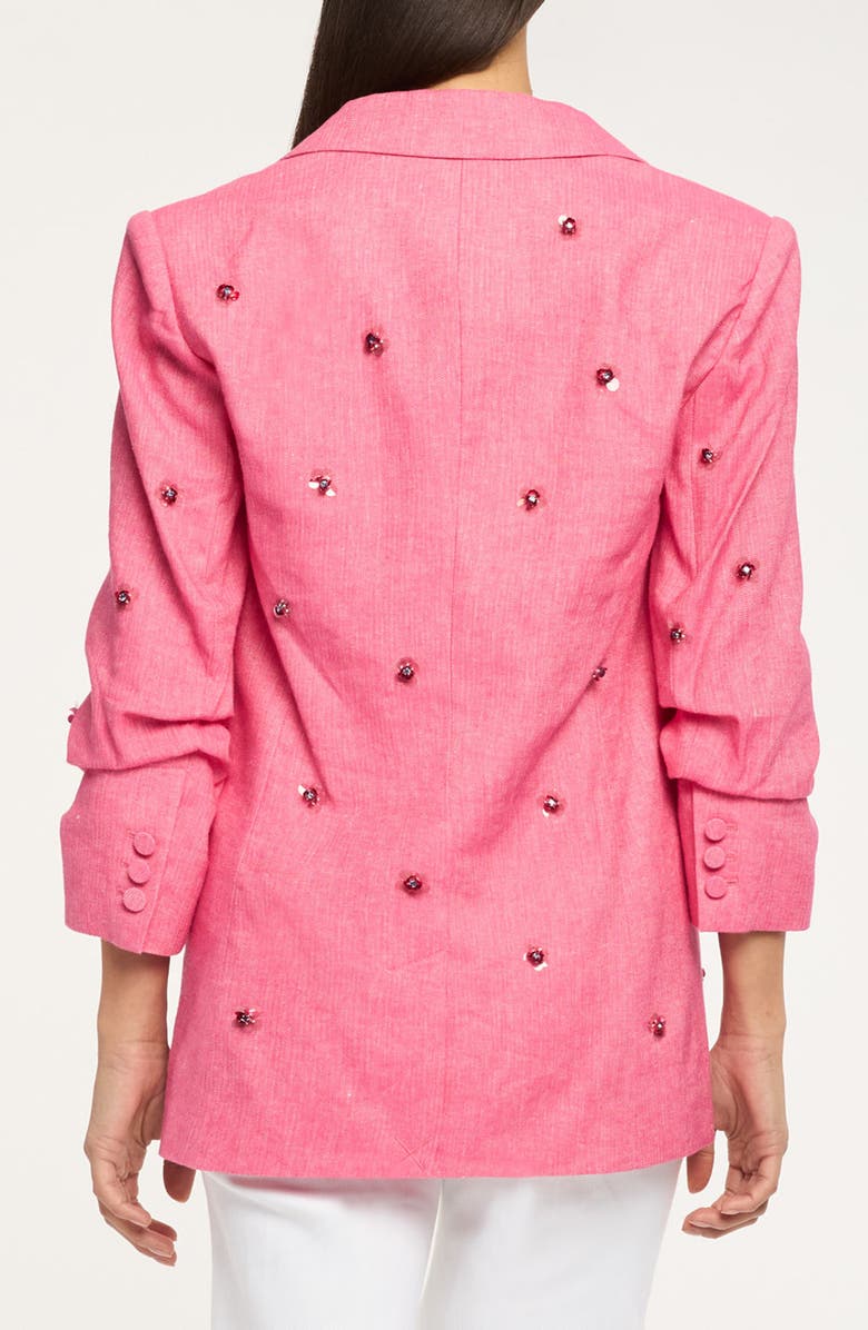 Cinq à Sept Kylie Embellished Linen & Cotton Blazer, Alternate, color, Azalea