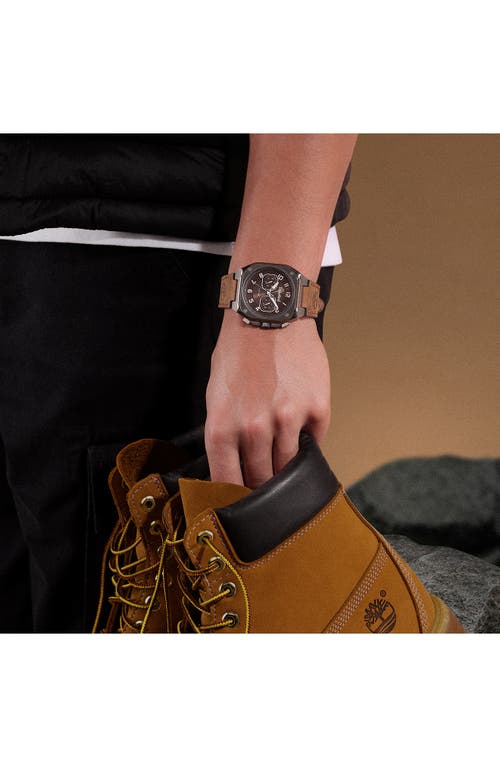Timberland Mackinac Multifunction Chronograph Leather Strap Watch, 44mm X 25mm In Brown