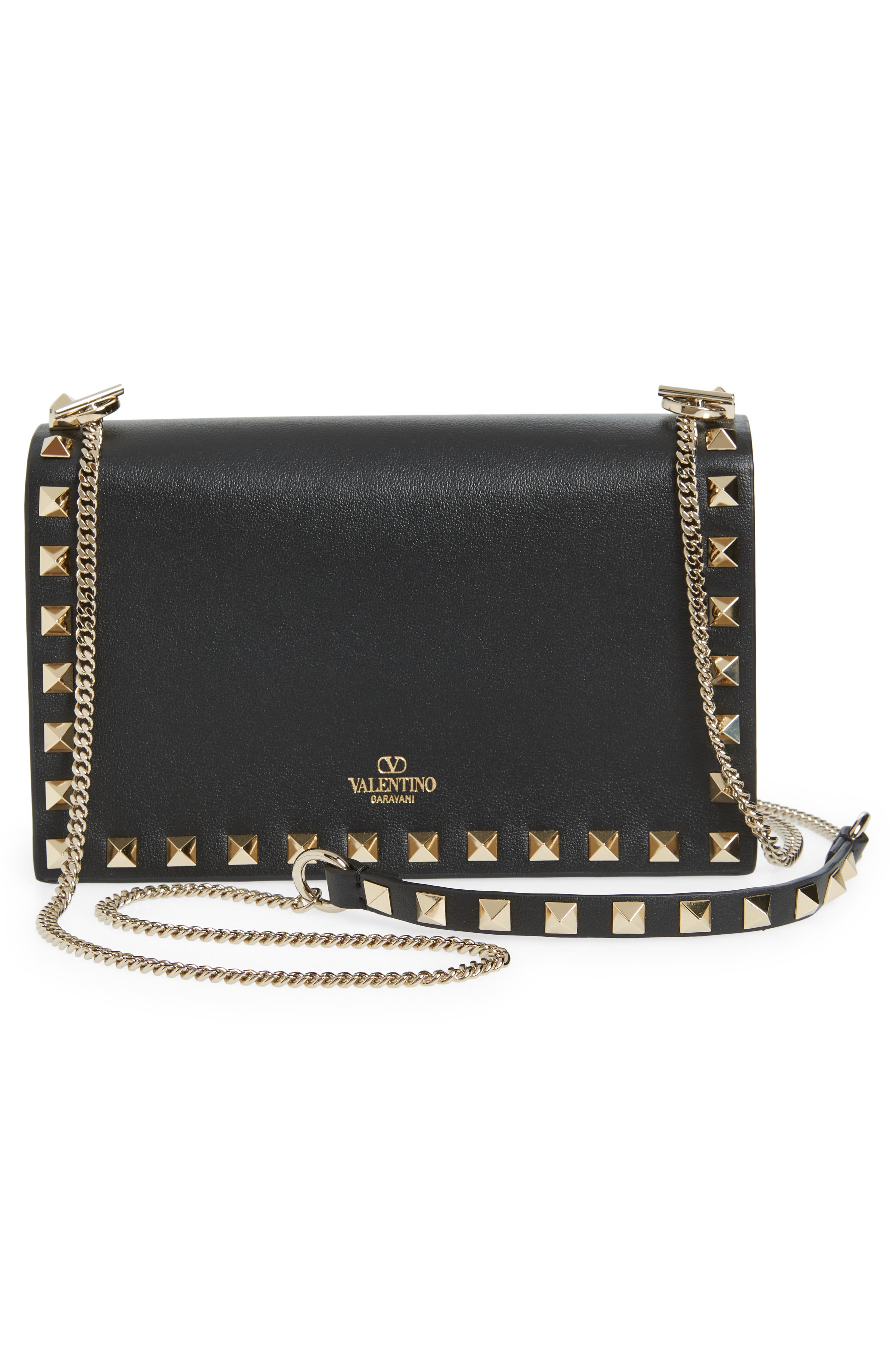 Valentino Garavani Rockstud Leather Crossbody Bag, Alternate, color, 