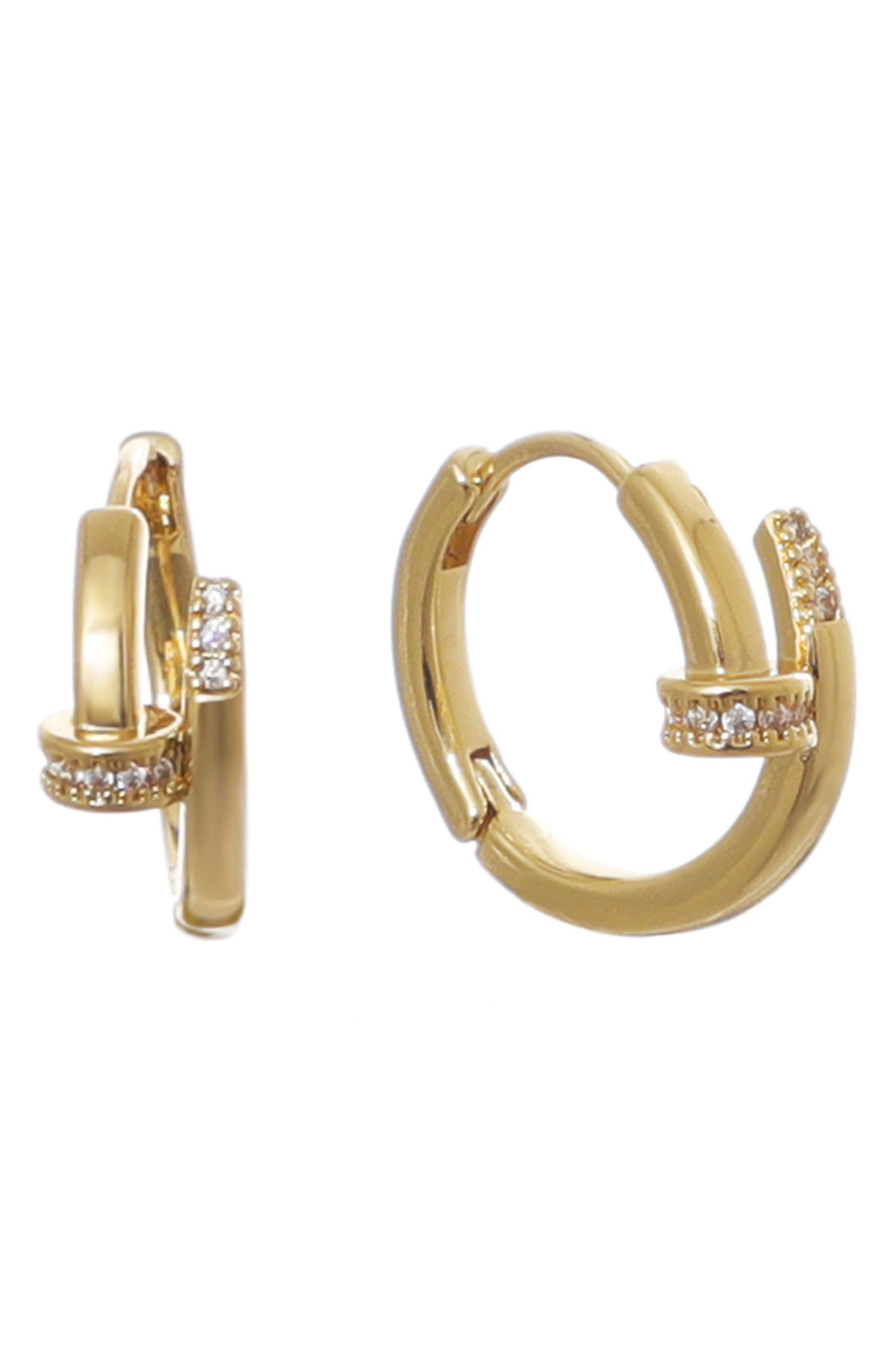 Adornia Cubic Zirconia Nail Huggie Hoop Earrings