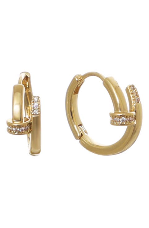 Cubic Zirconia Nail Huggie Hoop Earrings