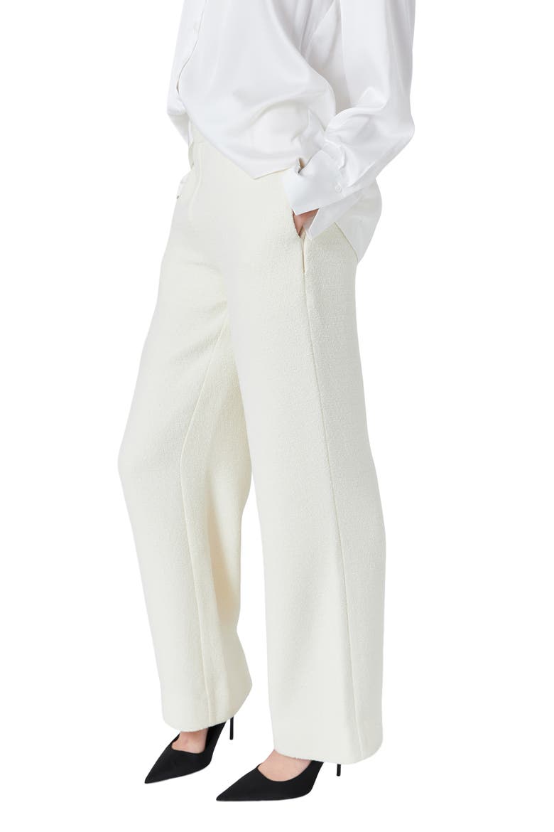 Tweed Wide Leg Pants, Alternate, color, CREAM