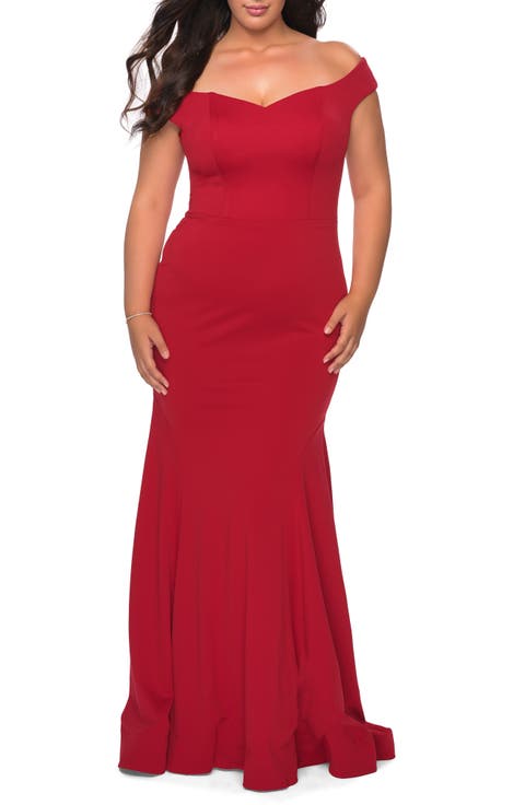 Off the Shoulder Plus Size Jersey Dress