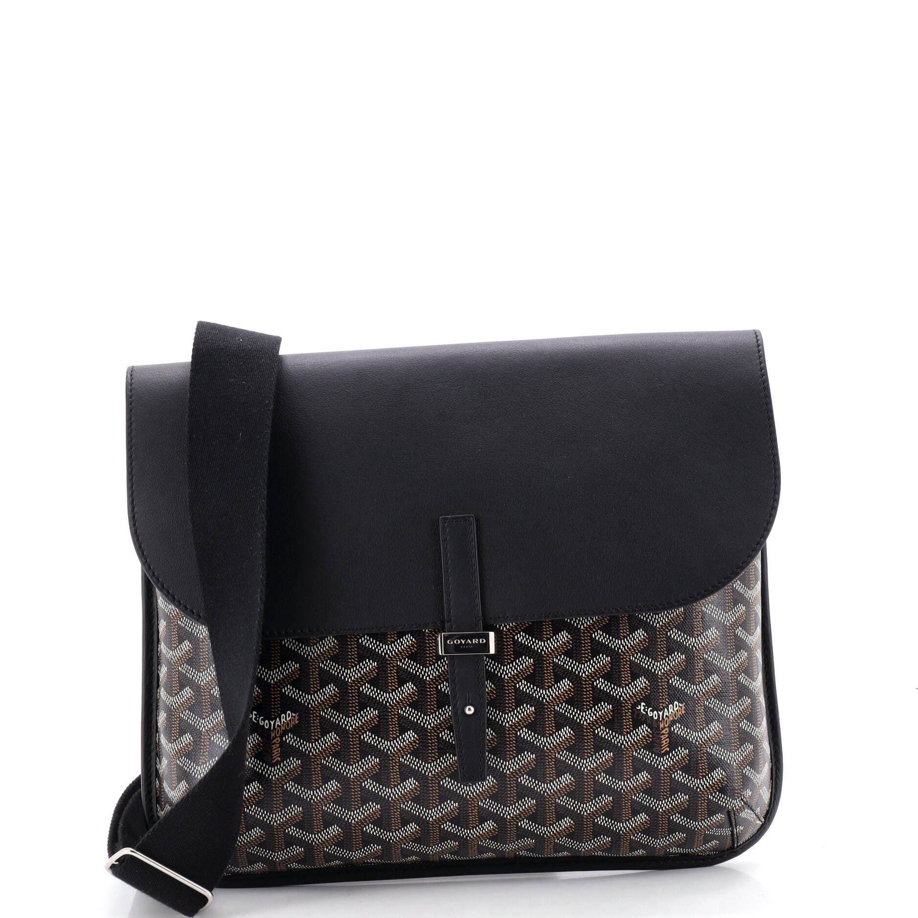 Coursier Messenger Bag Coated Canvas and Leather, Main, color, Black