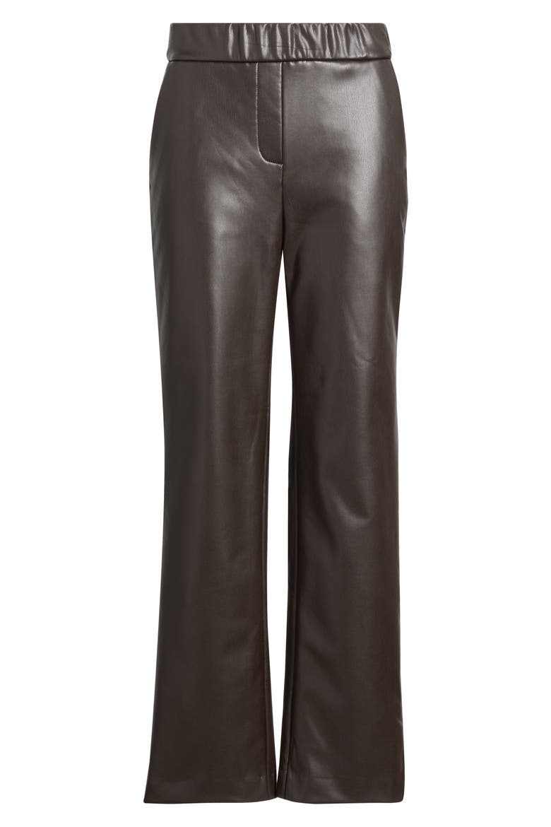 Faux Leather Pull-On Pants, Alternate, color, DEEP MAHOGANY