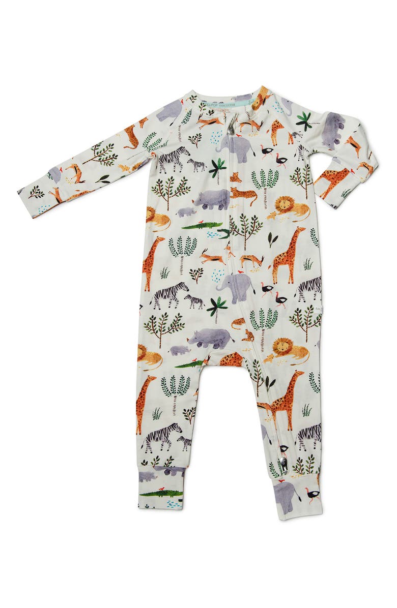 Loulou Lollipop Safari Fitted One-Piece Pajamas, Main, color, 