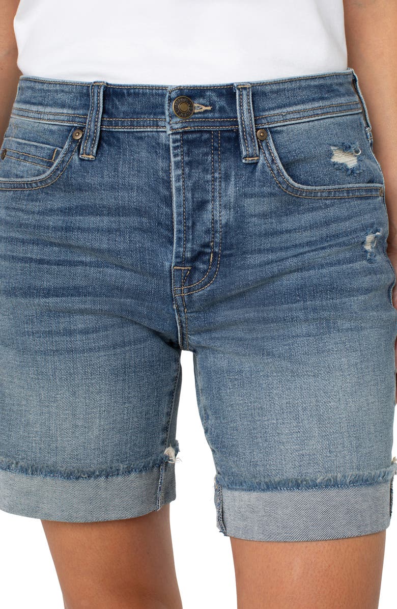 Liverpool Los Angeles The Keeper Frayed Boyfriend Denim Shorts, Alternate, color, 