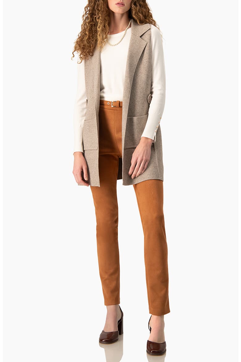 High-Rise Skinny Pants with Removable Belt In Faux Suede, Alternate, color, Chedron