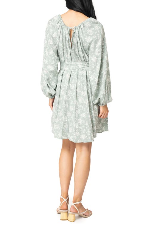 Shop Gibsonlook Print Tie Waist Long Sleeve Dress