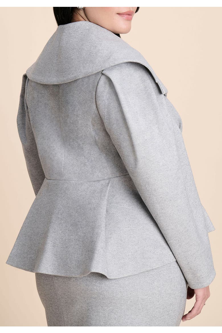 Wide Collar Peplum Heathered Jacket, Alternate, color, HEATHER GREY