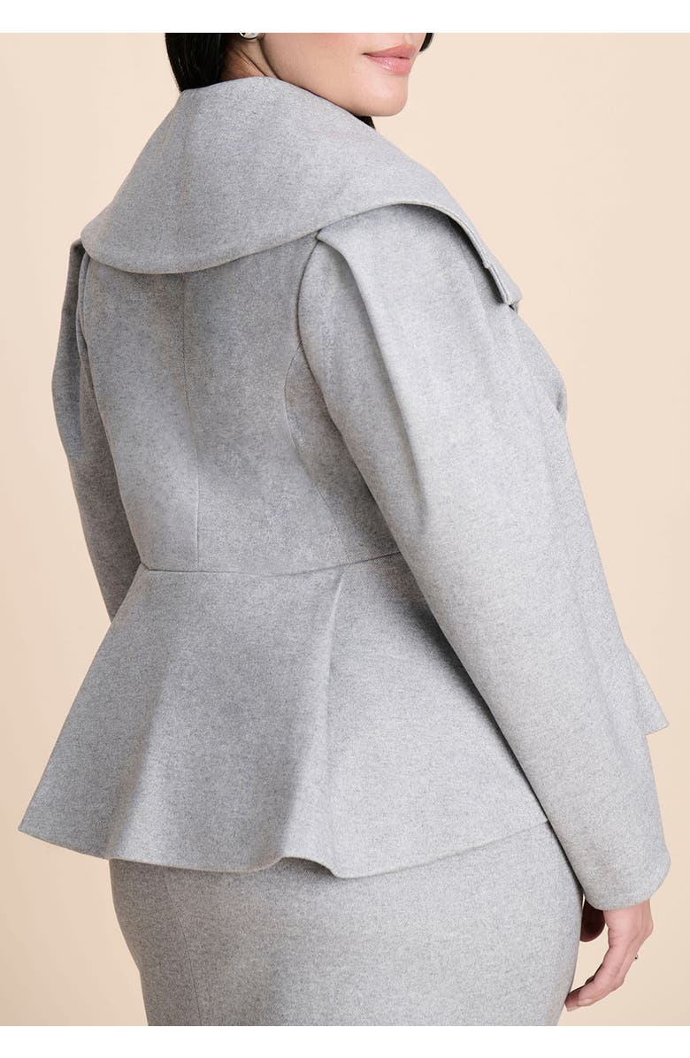 ELOQUII Wide Collar Peplum Heathered Jacket, Alternate, color, Heather Grey