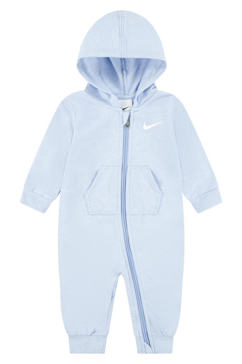 Hooded French Terry Romper, Main, color, COBALT BLISS HEATHER