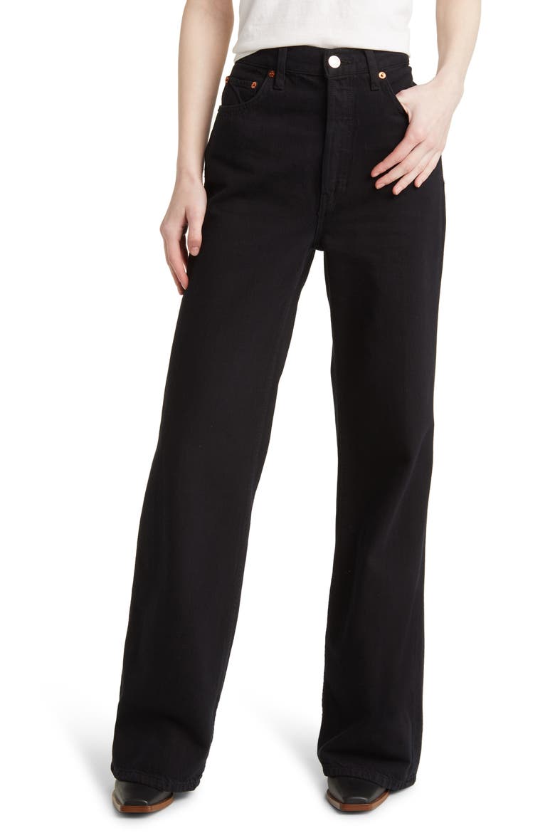 '70s Ultra High Waist Wide Leg Jeans, Main, color, BLACK FLOW