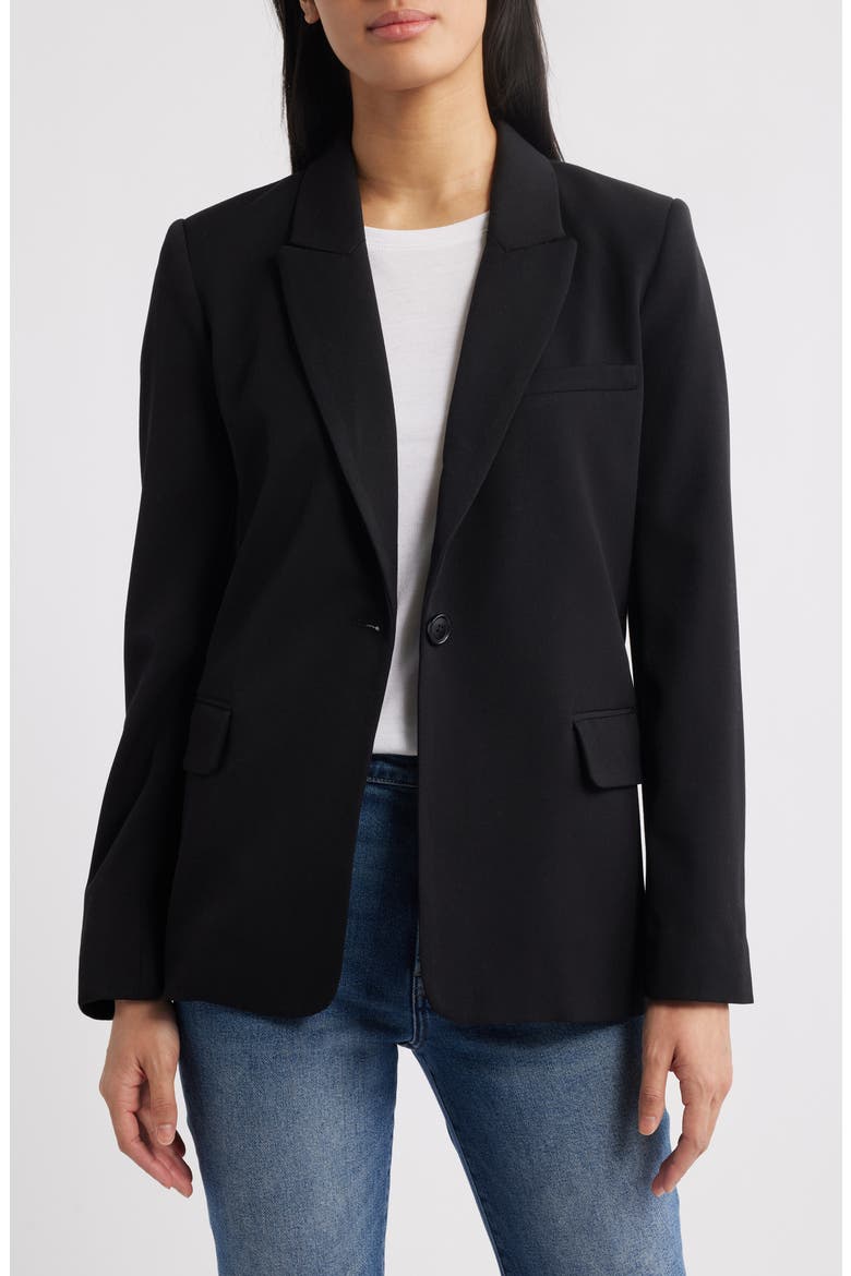 Single Button Relaxed Blazer, Main, color, RICH BLACK