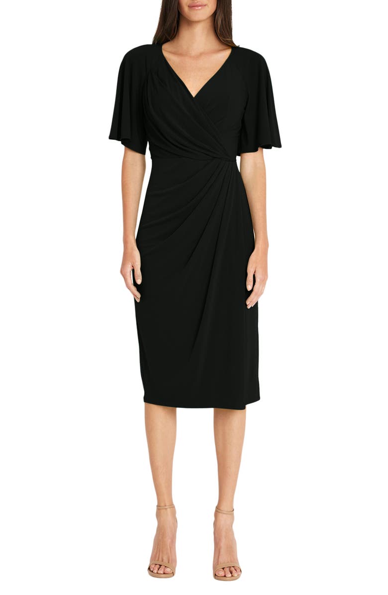 Maggy London Flutter Sleeve Faux Wrap Dress, Main, color, 
